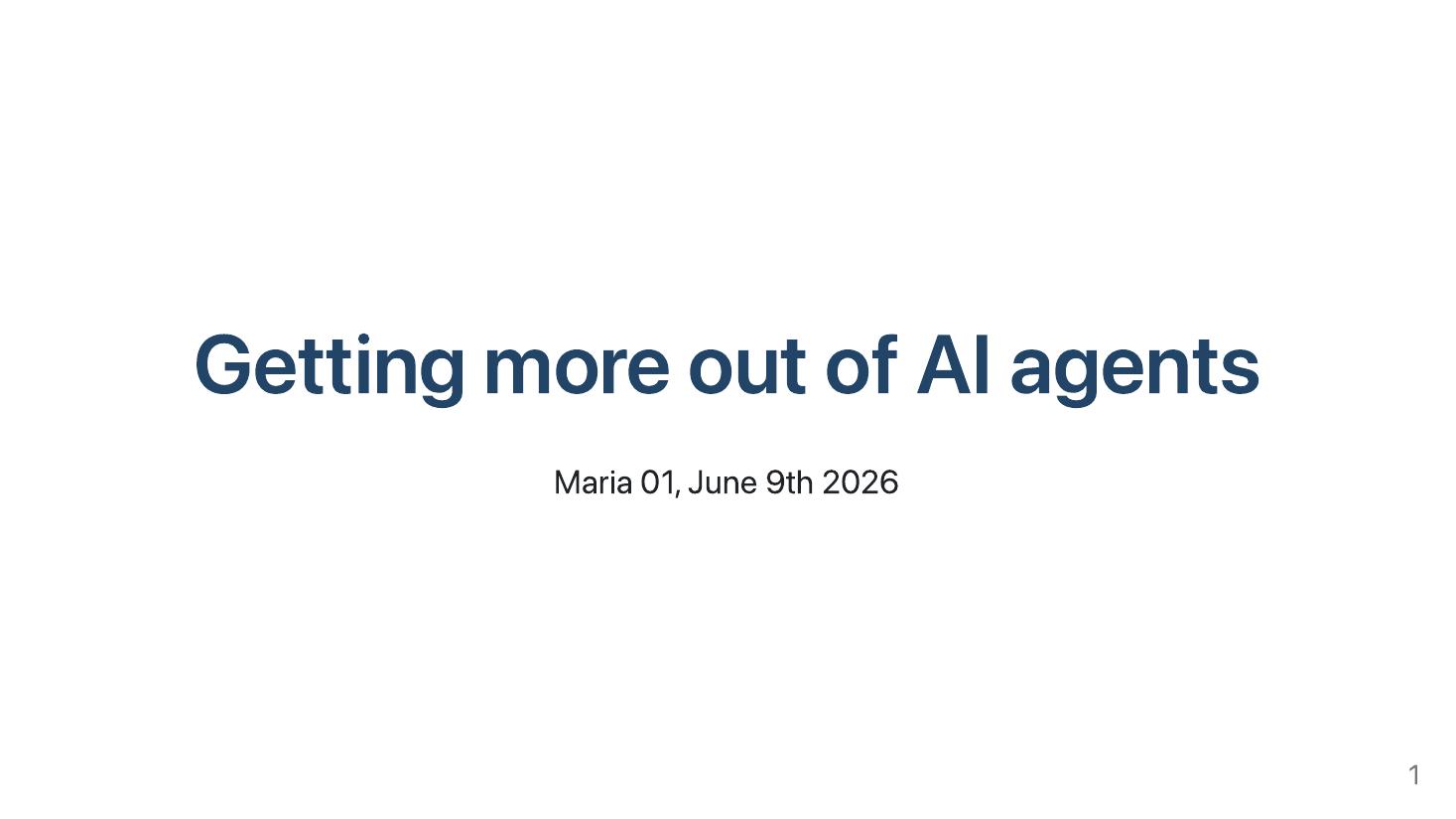 Slide 1: Opening slide — Maria 01, June 9th 2026